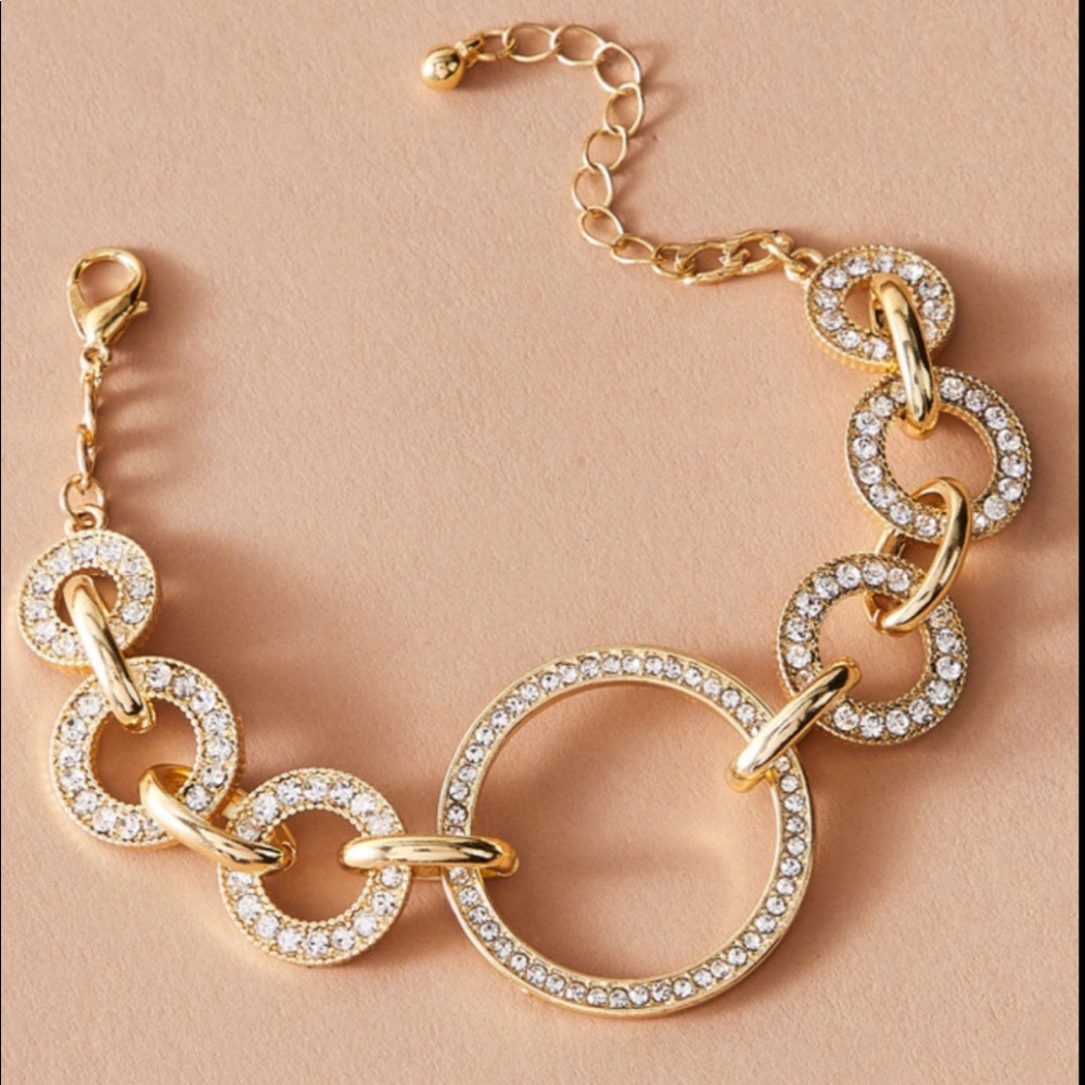 NEW RHINESTONE ROUND CHAIN BRACELET